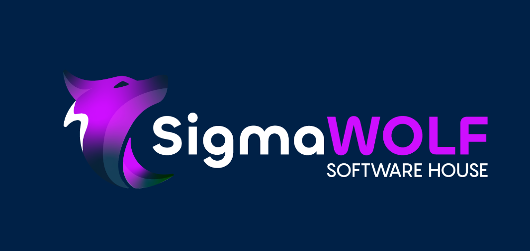SigmaWolf logo bianco sfondo blue